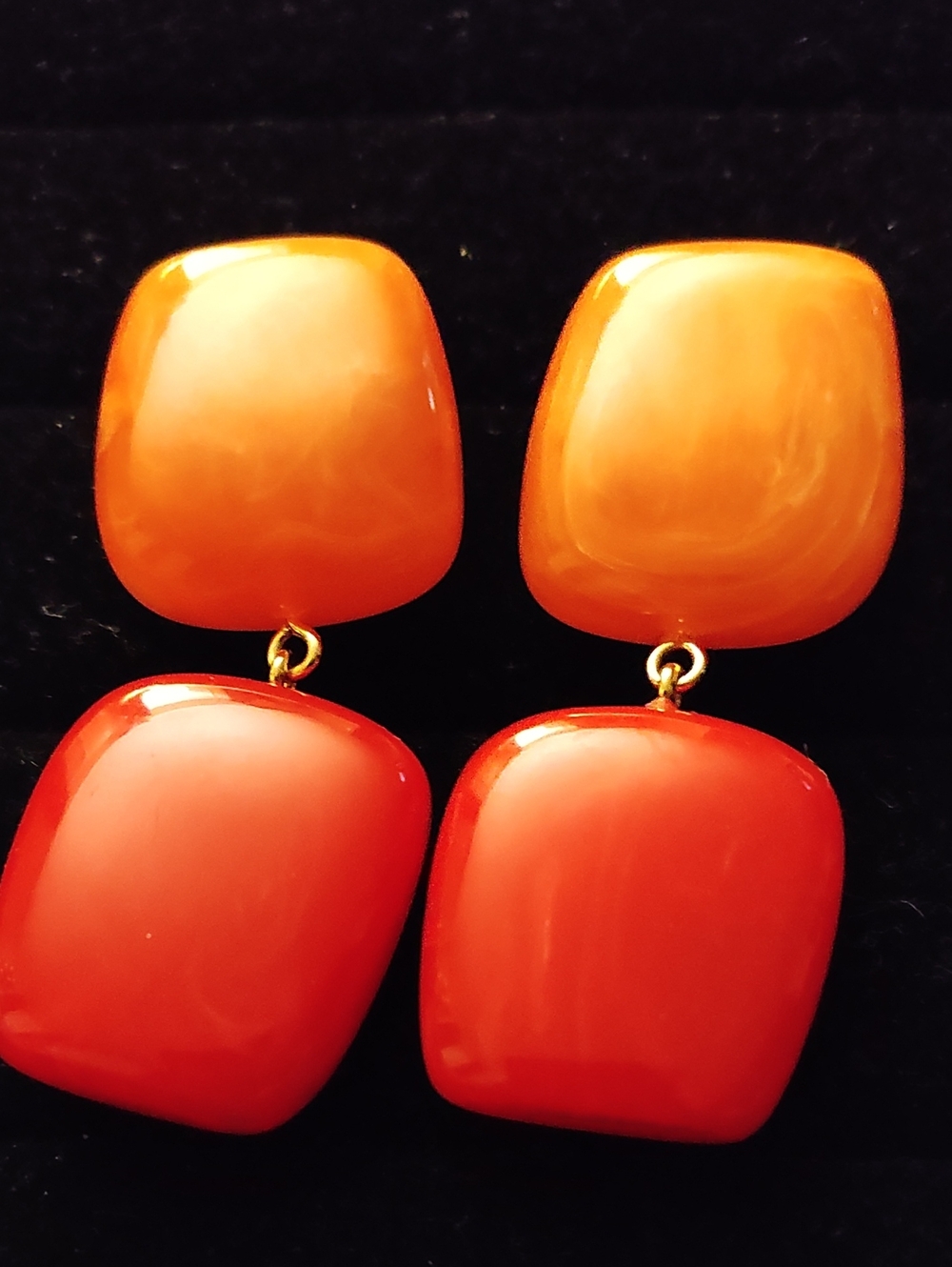 Stylish Two-Tone Orange Drop Earrings - Women Jewelry